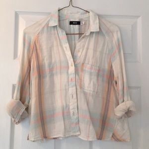 Urban Outtfitters Pastel Plaid Cropped Button Down